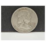 1958 D  Silver Franklin Half Dollar Coin