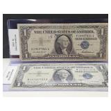 Two $1 Silver Certificates 57 & 57B