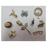 Costume Jewelry- Brooches, Bunny, Hummingbird,+