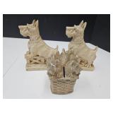 Vintage Scotty Dog Bookends &  Metal Bank