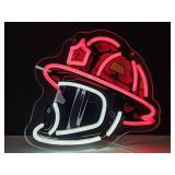 New Firefighter Helmet LED Sign 12" x 11"