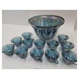 Indiana Carnival Glass Punch Bowl & Cups