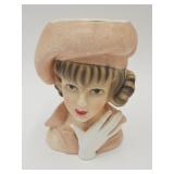 VTG  Art Glass Head Vase 7" h Relpo Finger Repair