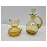 Crackle Glass Bischoff Cruet & Pilgram Creamer