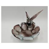 Art Glass Bird Bath Dish 9" w