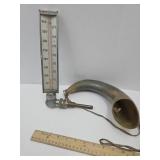 Weiss Thermometer & Black Powder Horn 11" L