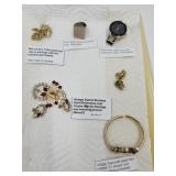 Costume Jewelry Lot-VTG Signed Gold Rhinestone