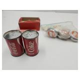 Coca Cola Shakers wBox & Miller Orange Drink Caps