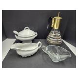 MCM Coffee Carafe, Ironstone Gravy Boat, WACO