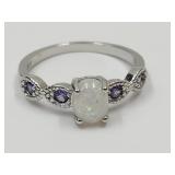 New 925 Silver Opal Ring Sz 9