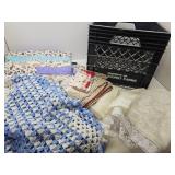 Crate With Linens, Afghan, Dollies +