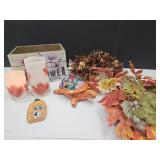 Fall Decor Scrae Crow, Festive Box & Clay Turtle
