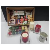 Large Lot Of Scented Candles & Holders
