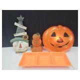 Light Up Pumpkin 13"W, Pumpkin Candle Light & Dish