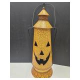 Large Metal Halloween Pumpkin Lantern 21" H