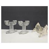 VTG Queen Mary CandleHolders 4 1/2"& Knife Rest