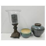 Home Decor- Planters & Lg Candleholder 18.5"H