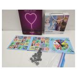 Neon LED Heart  Light, Frozen Puzzles, Bingo