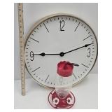 Nice Large Wall Clock 18" W & Hummingbird Feeder