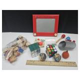 VTG Games, NIP Jacks & Ball, Slinky, Rubix Cube +