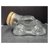 Glass VW Beetle Car Cookie Jar