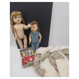 Lot Of VTG Dolls Ideal 23" H & Plastic Bottles +