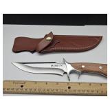 New 10" Wood Handle Knife w Sheath