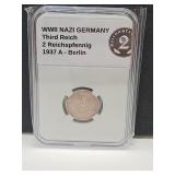 1937 A WWII Germany (2pf) Bronze Coin