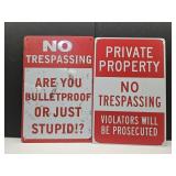 New No Tresspassing Metal Signs 8" x 12"