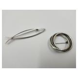 Silver Tone Fish&Sterling Silver Interlocking Pins