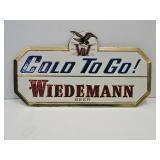 NOS COLD TO GO WIEDEMANN BEER Sign  11 x 6"