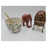 Heavy Brass Egg Trinket Box W Stand See Size +