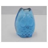 4"H Blue Glass Owl Paperweight