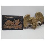 15"W Plastic Eagle & 10" x 14" Copper Art