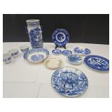 VTG Blue & White Dishes Flow Blue, Ashley +