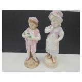 Pair of Bisque Porcelain Figures-Boy Has Cracks