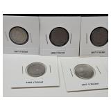 5 Early V Nickel Coins
