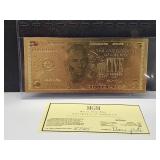 MGM $5 Gold Banknote w COA