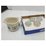Pfaltzgraff Pitcher & VTG Flower Frogs