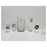 Beer Advertising Glasses w Pitcher- Jack Daniels,+