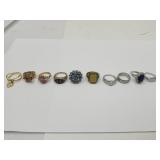 Lot of 10 Costume Rings One Marked 925 Avon