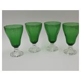 4 Anchor Hocking Green Glass Goblets