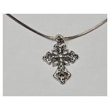 925 Sterling 19" Chain w Unmarked Cross Pendant