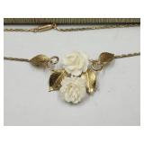 14K Gold Overlay Necklace Genuine Hand Carved
