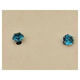 14k Gold Earrings with Blue Gemstones
