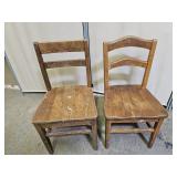 2 Oak Wood Childrens Chairs