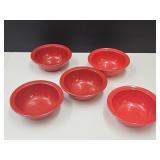 5 Texas Ware Red Bowls 5.5" W