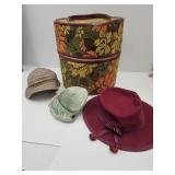 MCM Hat Box W VTG Hats; Lan-O Rex, Ritz +