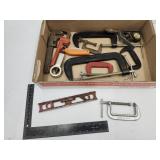 Handtool Lot , C Clamps, Level,+