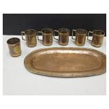 VTG Brass & Copper Mayan Aztec Calender Mini Mugs
